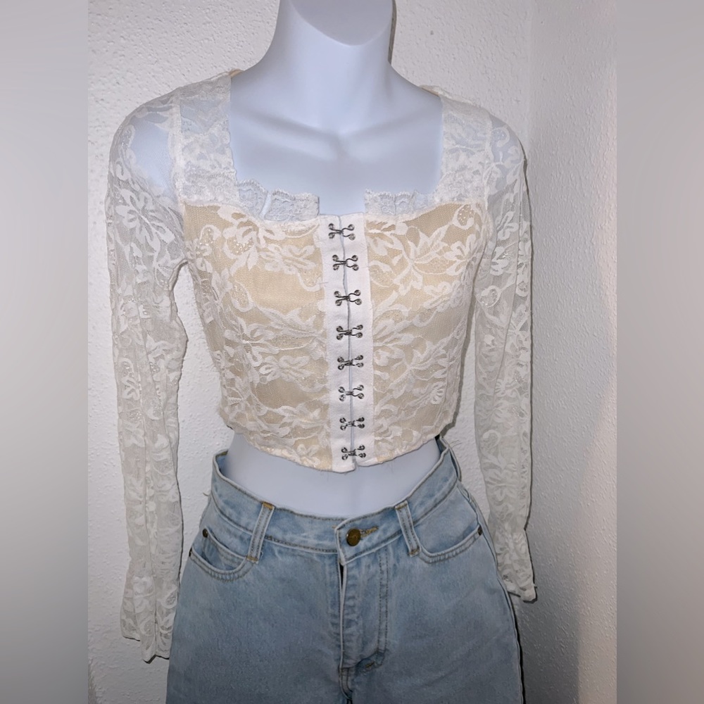 White cream lace top